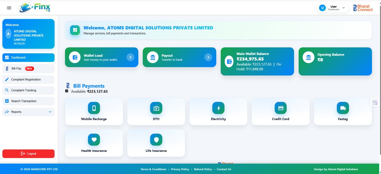 Finx PE Retailer Dashboard