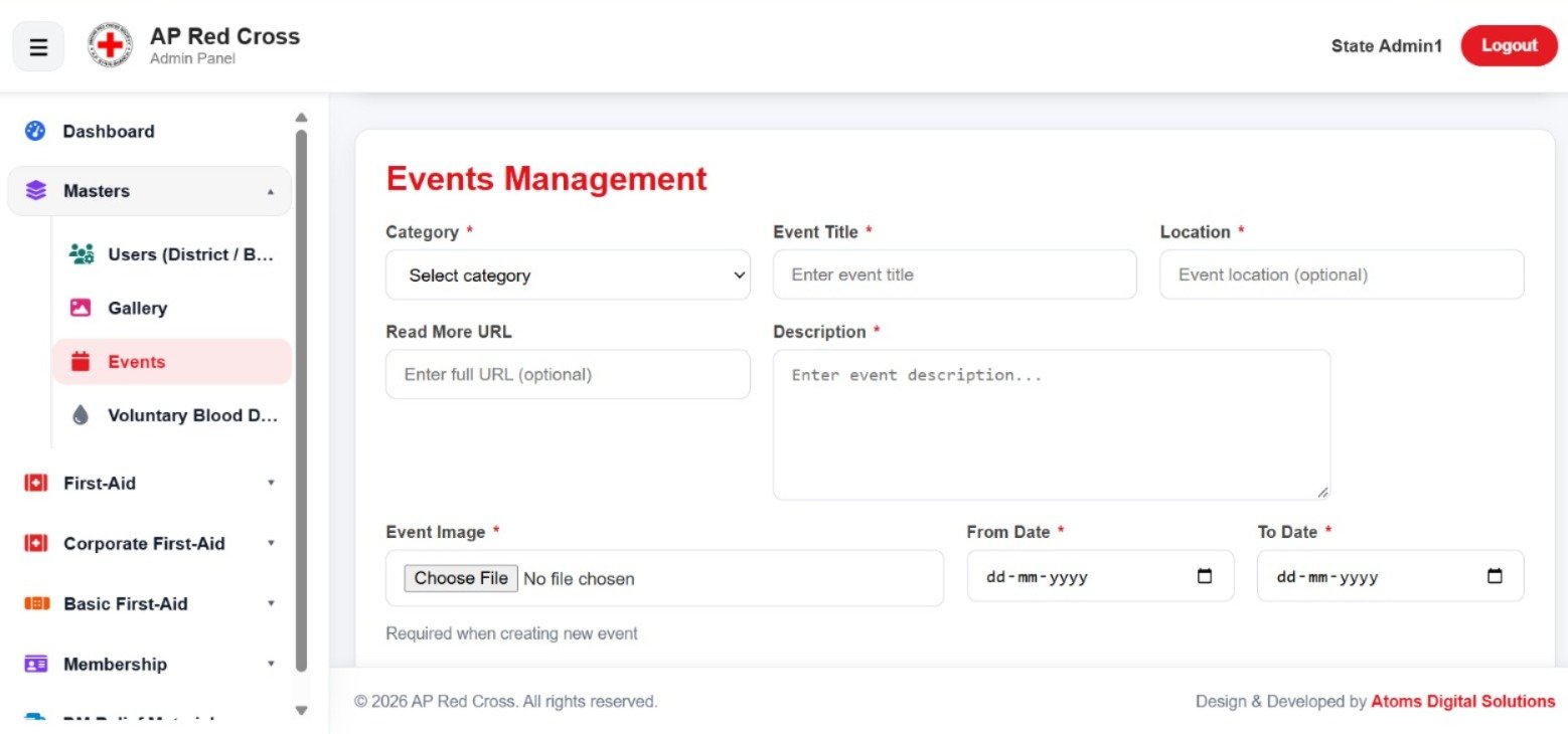 AP Red Cross events management form
